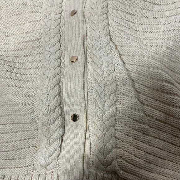 HOPE & HENRY Button Front Rib Sweater Cape, Cream color, Size L, Pre-Owned - Picture 6 of 8
